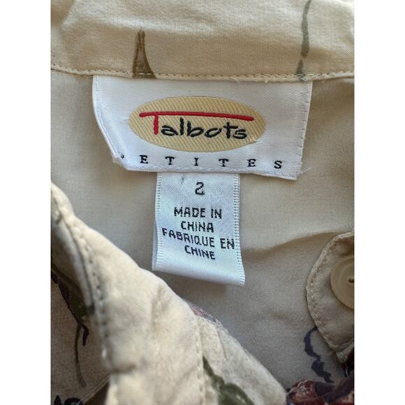 Vtg Talbots Women Silk Button Front Shirt Size 2P Old Money Preppy Floral Mature - Picture 9 of 15